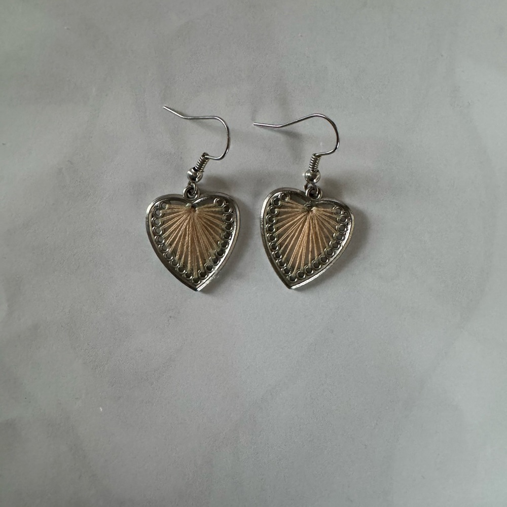 Elegant Silver and Orange Heart Earrings